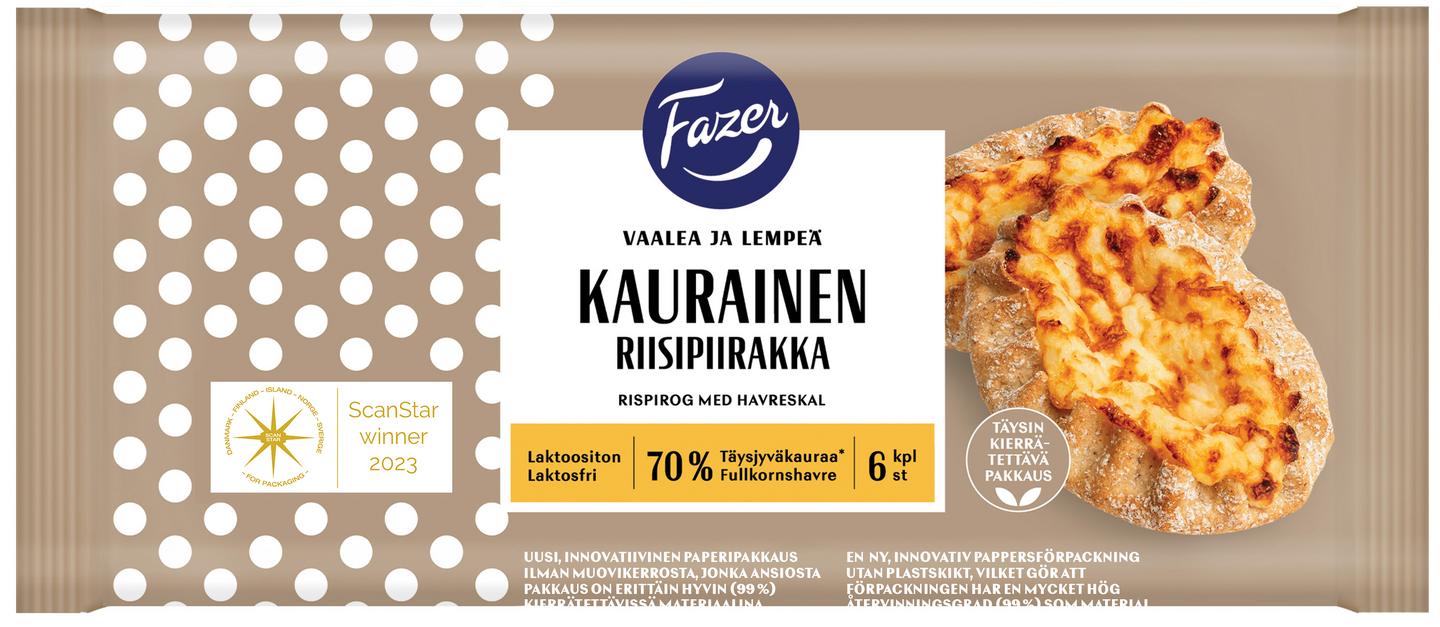 Fazer Kaurainen Riisipiirakka 6kpl 420g