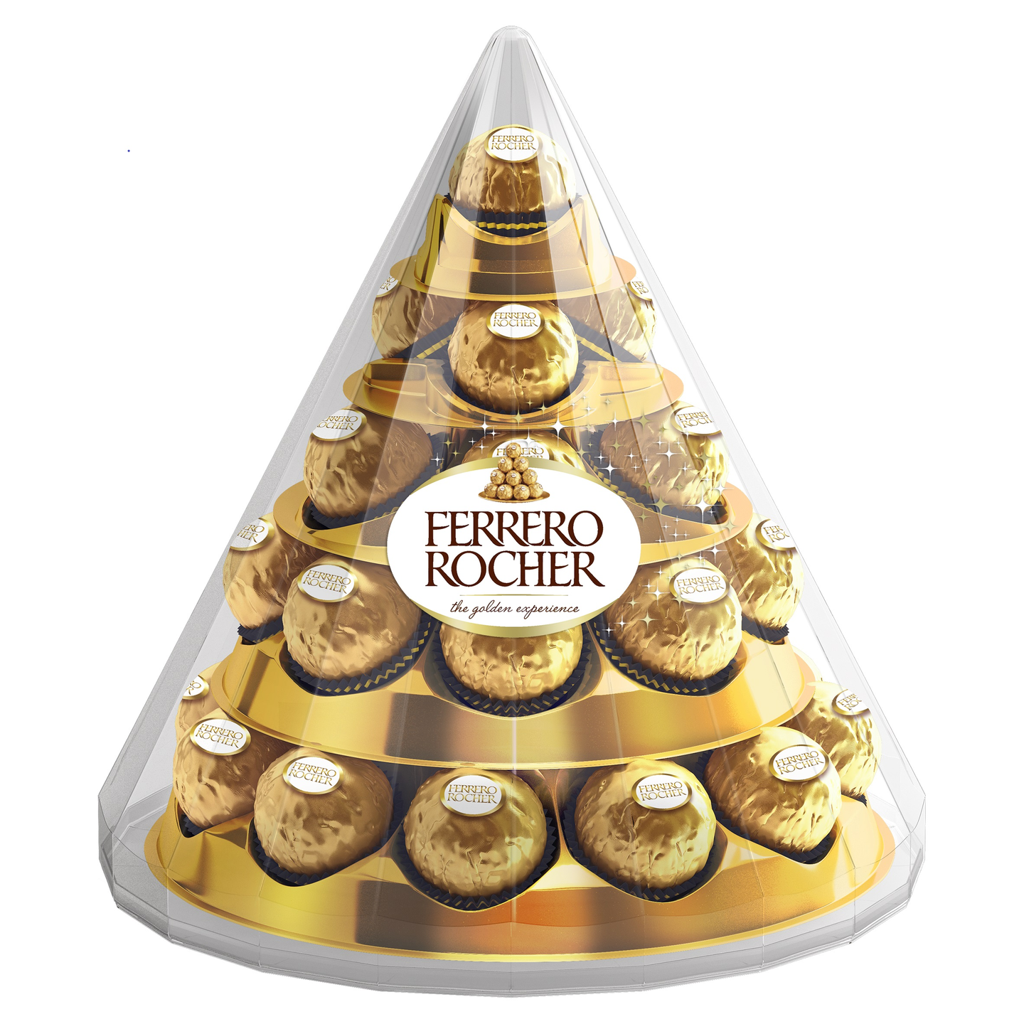 Ferrero Rocher Cone maitosuklaalla ja hasselpähkinärouheella kuorrutettu rapea vohvelierikoisuus sisällä kokonainen hasselpähkinä hasselpähkinäkreemissä  28kpl