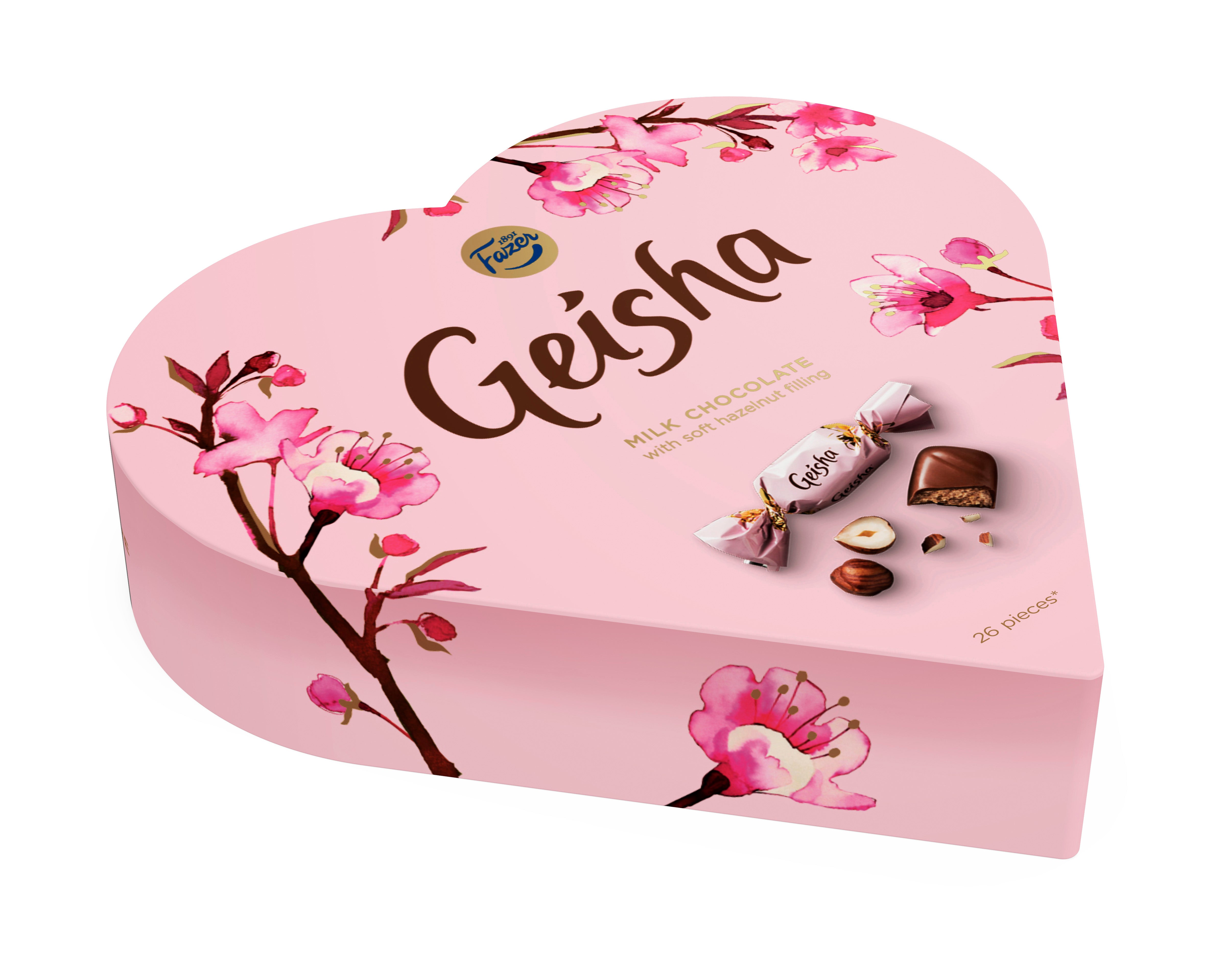 Fazer Geisha Sydän hasselpähkinänougat suklaakonvehti 190g
