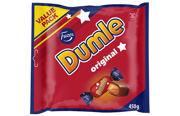 Fazer Dumle Original maitosuklaalla kuorrutettu toffee 450g
