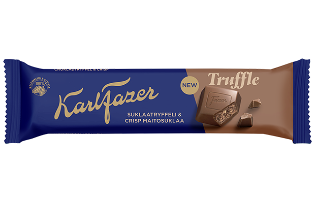 Karl Fazer maitosuklaapatukka suklaatryffelitäyteellä ja crispeillä  37g